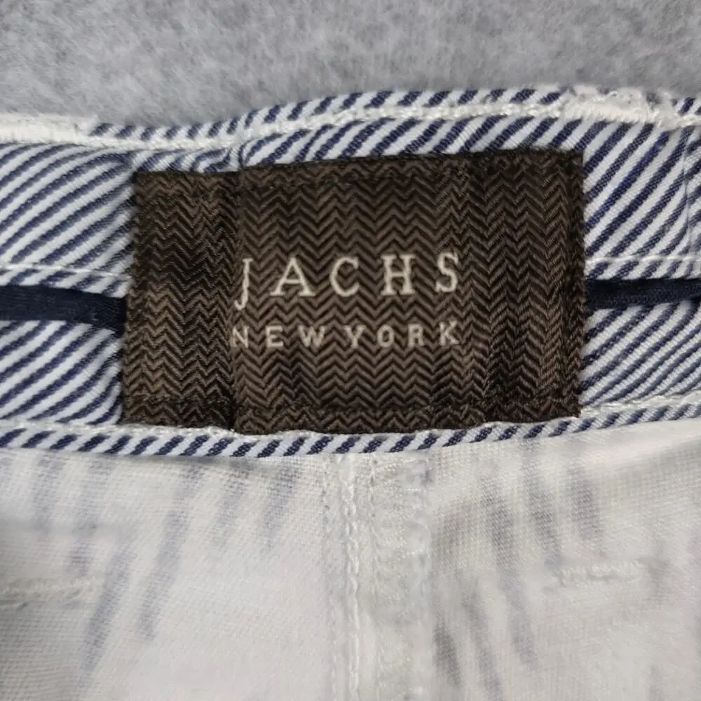Jachs Shorts Mens Size 34 Bleecker Fit Flat Front Chino Navy Zig Zag Pattern
